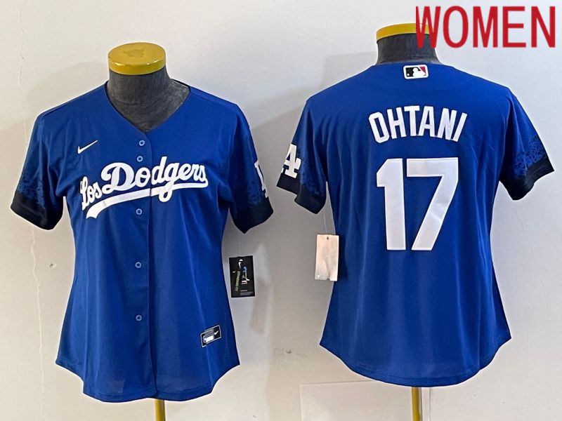 Women Los Angeles Dodgers 17 Ohtani Blue Nike Game MLB Jersey style 3